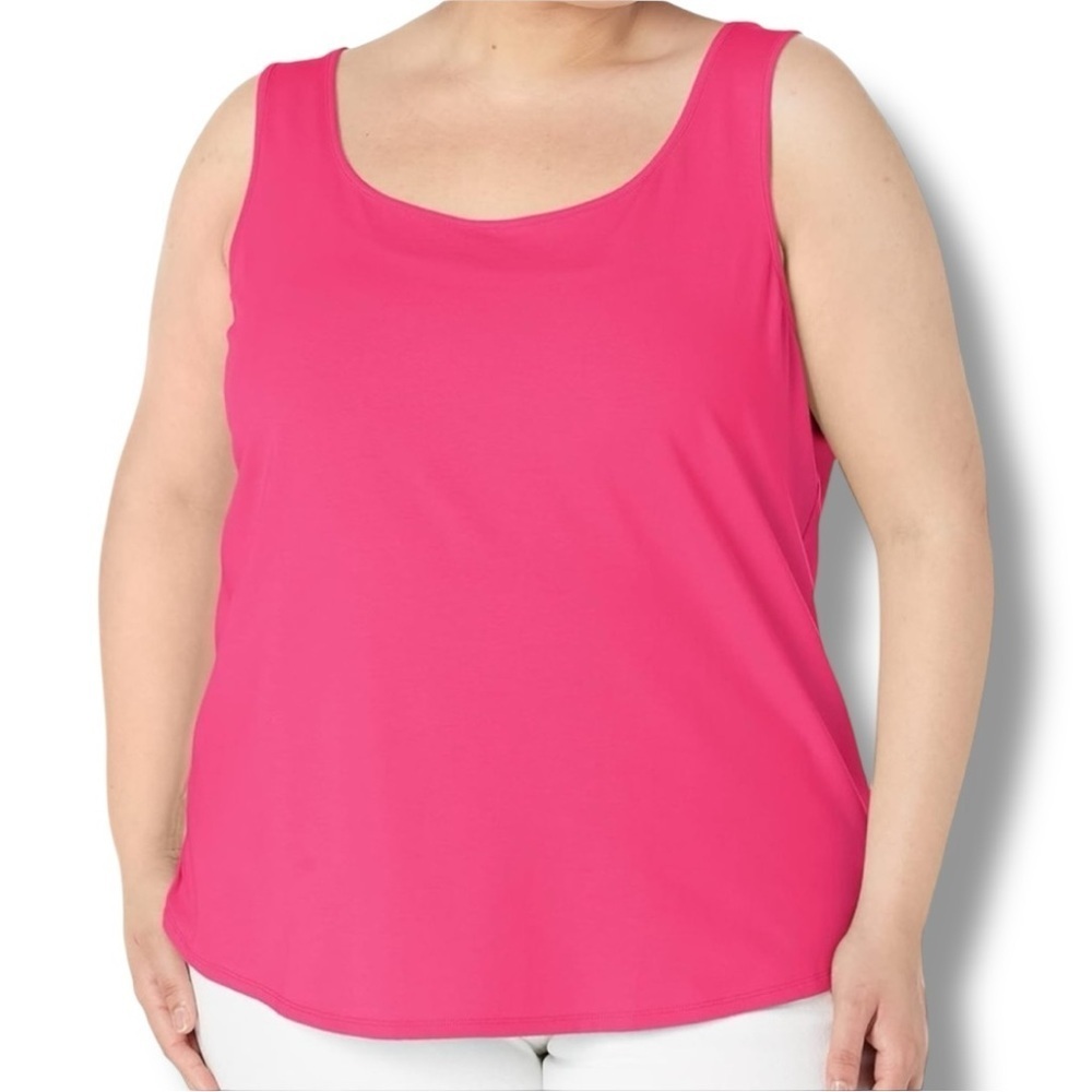 NWT NIC+ZOE Women's Shirt Tail Perfect Tank Plus 1X Watermelon Pink